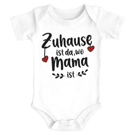 SpecialMe® Baby Bodysuit for Girls & Boys Home is Da wo Papa/Mama ist Herz Short Sleeve Organic Cotton, home mom white