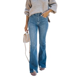 KUNMI Women's Flare Bell Bottom Jeans High Waisted Wide Leg Bootcut Jeans Stretchy Denim Pants