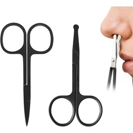 2 Piezas Tijeras de Vello Facial Redondeado, 100% Acero Inoxidable, Tijeras Profesionales de Aseo, para Cortar el Vello de la Nariz, Barba, Bigote, Ceja Tijeras profesionales de aseo con puntas redondas para cortar vello de nariz, barba, bigote y cejas de