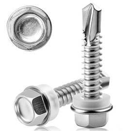 40 PCS Self Tapping Screws Metal M6.3X50MM Hex Head Self Drilling Screws 410 Stainless Steel Tech Screws for Metal Self Tapping Bolts for Metal Sheets Ventilation Pipes Corrugated Roofing Windows