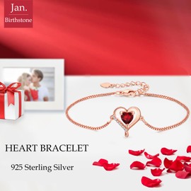 LAVUMO Bracelets for Womens Sterling Silver Bracelet Rose Gold Womens Jewellery Love Heart Gifts for Her Mum Girlfriend Wife Christmas Valentines Birthday Mothers Day Gift