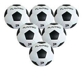PLAYPRO Classic Training Soccer Ball for All Ages, Winding Bladder, Sizes 2, 3, 4 and 5 (Classic, 3-6 Pack)