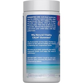 Natural Vitality Calm Gummies The Anti-Stress Gummies, A Relaxing Magnesium Supplement - 120 ct Raspberry Lemon