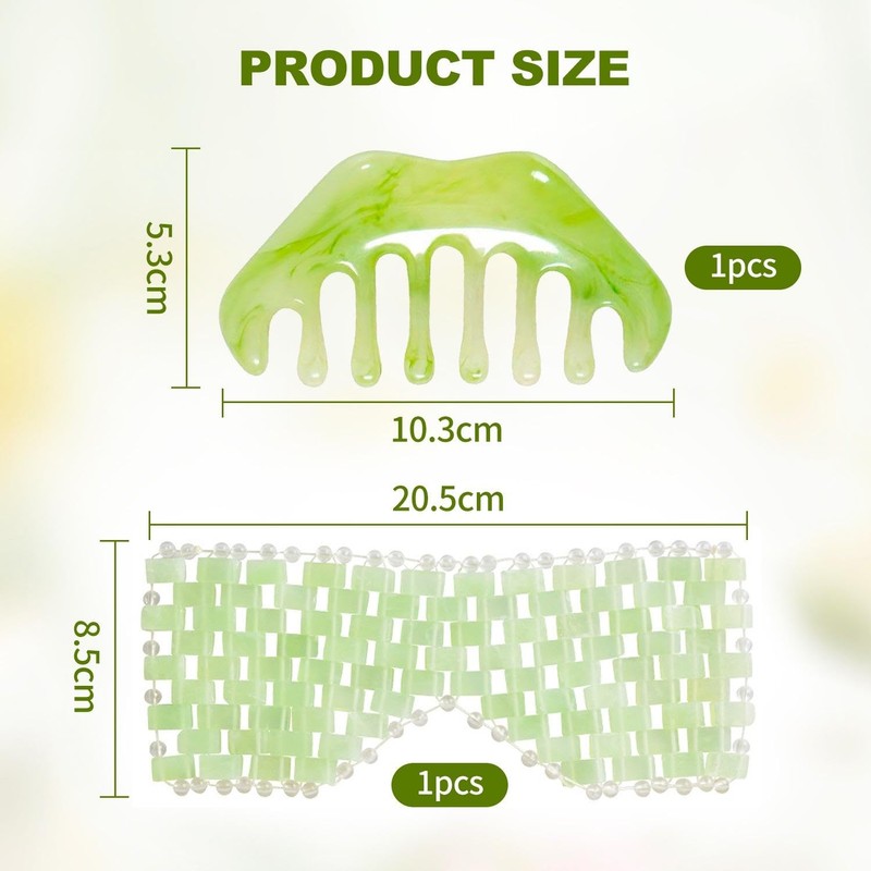 1 Jade Eye Mask and 1 Scraping Comb, Reusable Eye