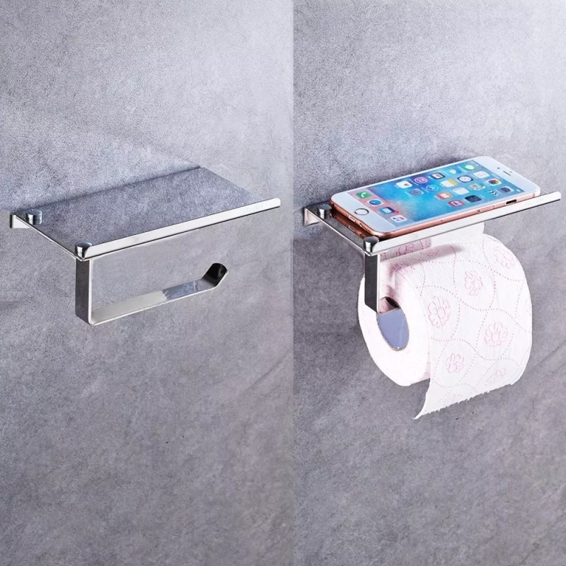 ArgenMex Porta-rollo De Rollos Sanitarios Acero Inoxidable Con Repisa