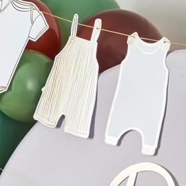 Baby Shower Hanging Garland, Gold Foiled Babygrow Decoration, New Baby Party, Gender Neutral Party 2.5m