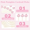 JarThenaAMCS 100Pcs Fall Cocktail Picks Pink Pumpkin Bamboo Toothpicks Cute