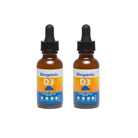 Dúo Pack Vitamina D3 Líquida Sublingual Bioganic | 300 porciones | 400 UI por porción | Sabor Piña | Presentación 2 envases de 30 ml