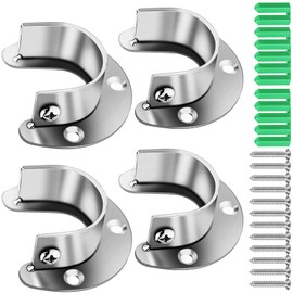 DTXLX Rod Support U-shaped Set, 304 Stainless Steel Pole Socket Flanges U For for wardrobe, Closet, Bathroom, Kitchen Etc Hanging Rod Flange Set (32MM)
