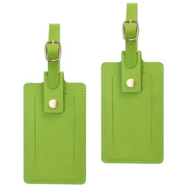 PATIKIL Luggage Tags for Suitcases, 2 Pack PU Leather Baggage Tags Privacy Protection Luggage Identifier Travel Bags Label Travel Accessories, Green