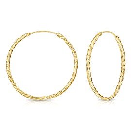 DTPsilver - Round Hoop Earrings Twisted Earrings 925 Sterling Silver Yellow Gold-Plated - Small/Medium/Large - Thickness 1.8 mm - Diameter: 10, 12, 14, 16, 18, 20, 30, 40, 50 mm, Sterling Silver