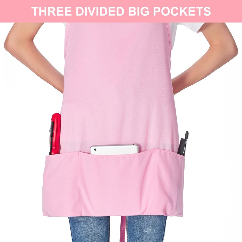 Jubatus 2 Pack 3 Pockets Adjustable Bib Apron Chef Kitchen