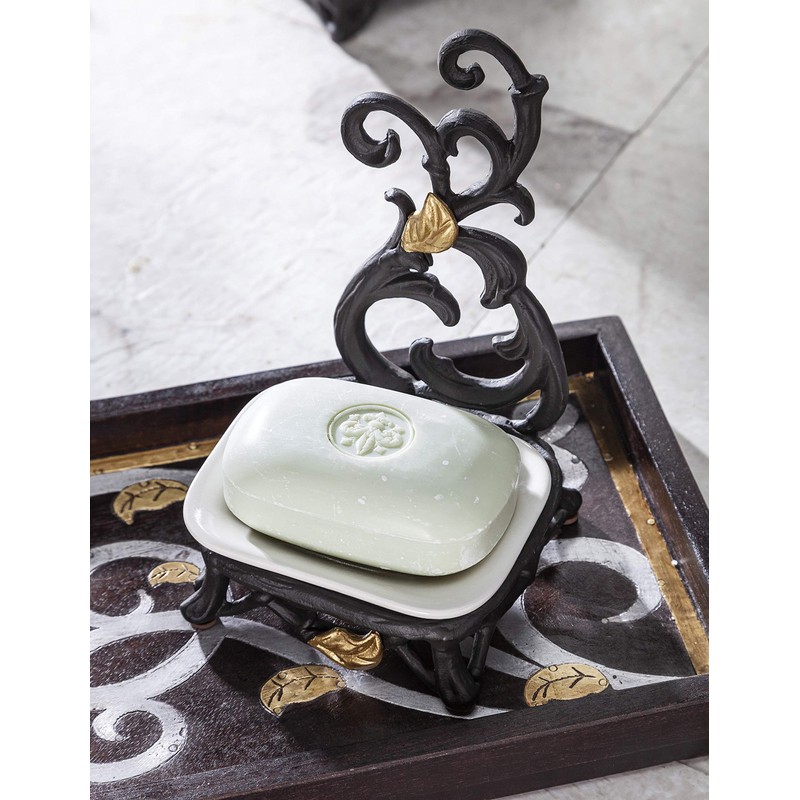 4.4"L x 4"W x 7.1"H Gold Leaf Metal Spoon Rest