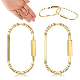 2 Pcs Brass Screw Lock Keychain, Durable Brass Screw Lock Clip Key Chain Ring Durable Simple Brass Keychain Holder Brass Key Ring Simple Style Car keychain for Men Women Gold