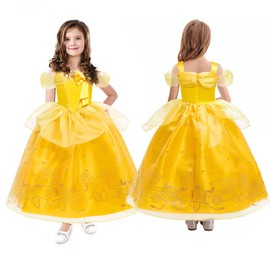 SlowTon Girls Princess Dress - Little Girls Cosplay Dress Up Princess Dress up Outfit with Flowers Decoration for Kids Adorable Fancy Costume Birthday Wedding Party Special Occasions