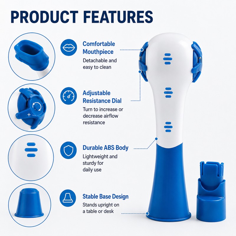 Adjustable Breathing Trainer for Breath-Control Practice – Compact ABS Exercise
