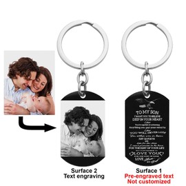 Engraving To My Son Believe Love Note Text inspiration quote Dog Tag Pendant Keychain From Mom Dad Family For Graduation Christmas Gift