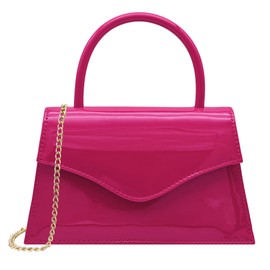 Milisente Women's Evening Bag Bridal Party Clutch Purses Cocktail Prom Handbags with Patent Leather, Hot Pink Patent