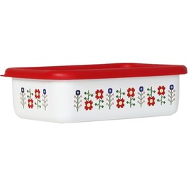 Fuji Hollow Mesa Shallow Shape Square Container, M, Red