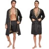 N&D Eyong Men's Luxurious Silk Bathrobes Long Sleeve Satin Kimono