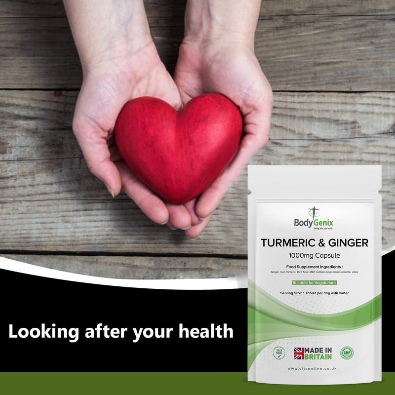 Bodygenix Ginger & Turmeric 1000mg Tablets - Antioxidant Anti-Inflammatory Healthy