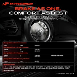 A-Premium 11.77 pulgadas (299 mm) Rotores de freno de disco delanteros perforados y ranurados + Kit de pastillas de cerámica compatible con modelos seleccionados de Ford, Lincoln, Mazda y Mercury