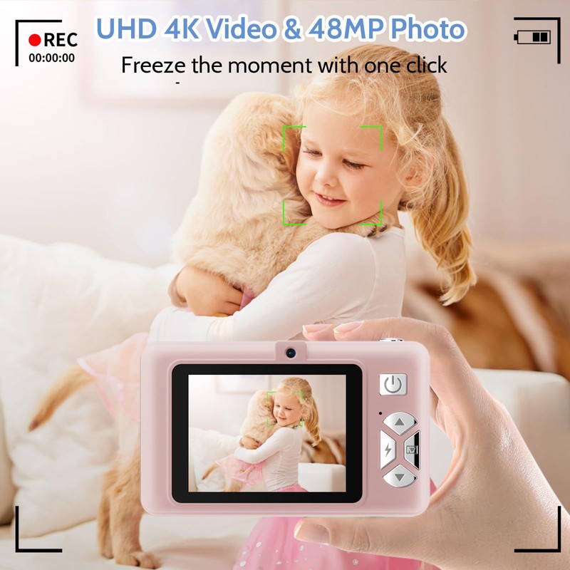 Kids Camera, Dual Lens UHD 4K Vlogging Camera, 48MP Digital