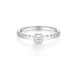 LynChoe 0.1 Carat LAB Grown Diamond Engagement Rings for Women, Stackable 925 Sterling Silver Rings for Her Anniversary Wedding Promise, VS1-VS2 Clarity, E-F Color (0.1 Carat, Silver, 6)