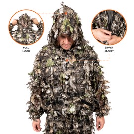 Arcturus 3D Ghillie Leaf Suit: Lightweight, Breathable Leafy Camo Suit for Hunting, Paintball, and Airsoft with Over 1,000 Laser-Cut Leaves (Dark Woodland, ML)