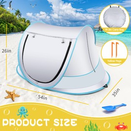Baby Beach Tent,Large Pop Up Sun Shade,Portable Baby Travel/ Play Tent with Mosquito Net,Indoor,UPF 50+ UV Protection Sun Shelters
