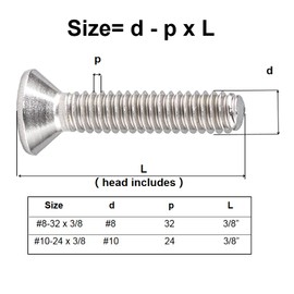 50Pcs #8-32 x 5/8 Flat Head Machine Screws, Phillips Cross Screw, Phillips Drive，304 Stainless Steel, Fasteners Bolts，Countersunk Machine Screws