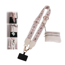 RJINYENS Adjustable Phone Strap with Zippered Pouch, Clip and Go Strap for Phone with Wallet Crossbody