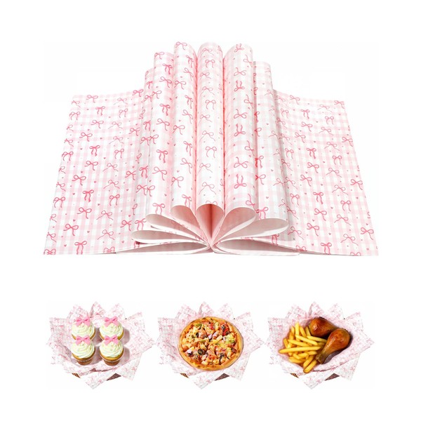 Pineraap 150 Sheet Pink Bow Wax Paper - Bow Deli