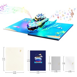 GREETING ART Pop Up Cruise Ship Card, Birthday Cards, LIGHTS & SOUND Pop Up Happy Birthday Card Gifts for Women Men Husband Wife Kids Greeting Cards