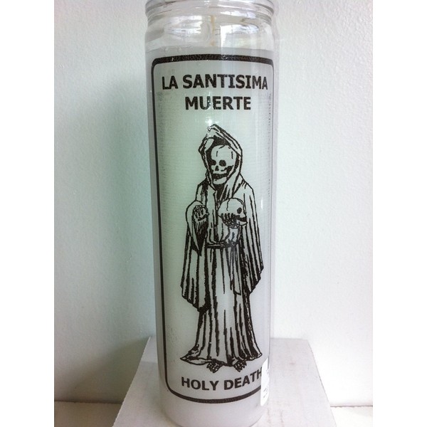Holy Death (Santa Muerte) 7 Day White Unscented Candle in Glass
