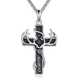 JERWLI Cross Necklace for Men 925 Sterling Silver Mens Cross Necklaces Jewelry Gifts Chains for Men, Medium, Sterling Silver, No Gemstone