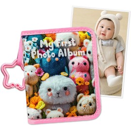 Baby’s My First Family Album – Soft Photo Cloth Book with Baby-Safe Mirror – Holds 17 4x6 Photos
