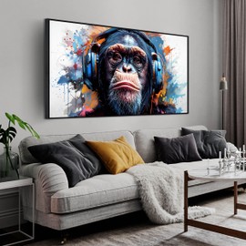 ZHAOSHOP White Tiger Art Wall Decor for Living Room - Black and White Office Decor for Men - Black Framed Canvas Wall Art Size 29" x 59"