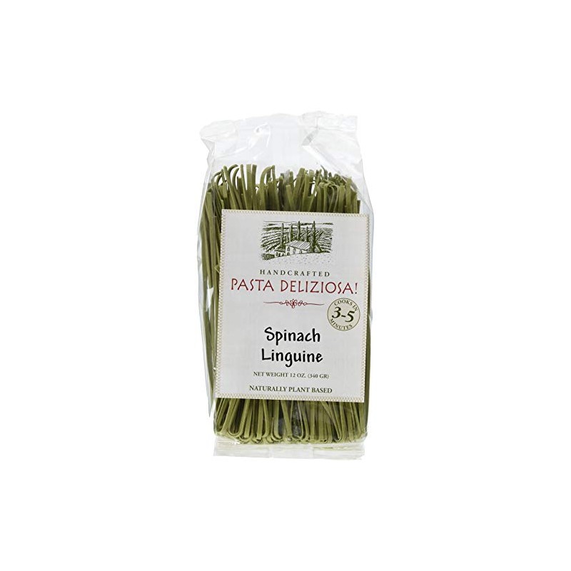 Pasta Deliziosa! Handcrafted Pasta, Spinach Linguine, 12 Ounce