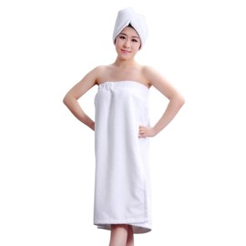 Moonlove Women's Towel Wrap Hair Turban Set Soft Microfiber Wearable Spa Shower Bath Wrap Strapless Cover Up Bathing Towel Tube Dress Bathrobe with Elasticated Back