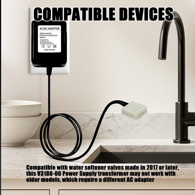 Fit for Water Softener Clack Power Cord with 15V DC