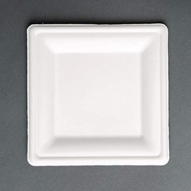 Fiesta Green FC518 Fiesta Compostable Bagasse Square Plate 6" (Pack 50),Green