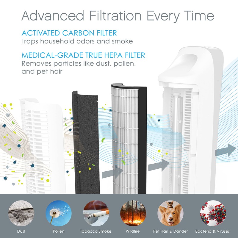 Pure Enrichment Genuine 2-in-1 True HEPA Replacement Filter for the