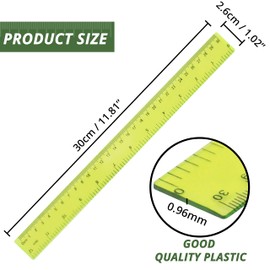 Belle Vous 24 Pack School Ruler - 30cm/11.81 inches - Clear Straight Coloured Rulers with Inches and Centimeters for Office, Student & Kids - Shatter Resistant Measuring Tool - Assorted Colours