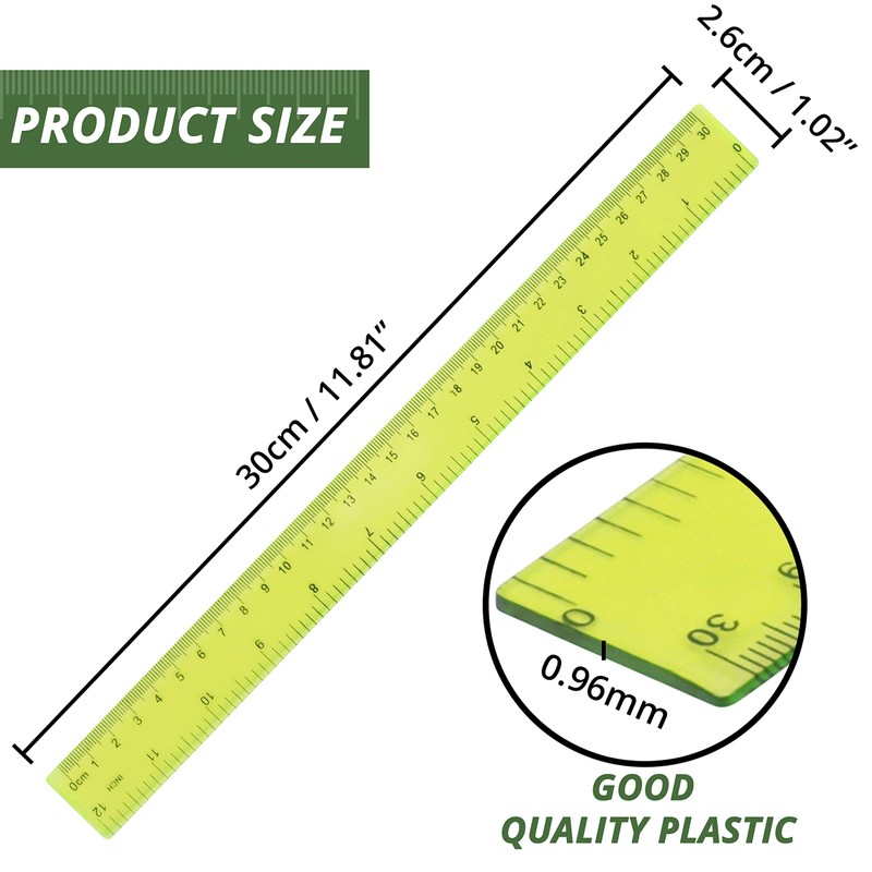 Belle Vous 24 Pack School Ruler - 30cm/11.81 inches -
