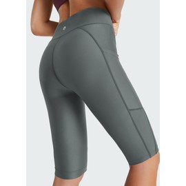 baleaf Women's Swim Board Shorts SPF UV High Waisted Tummy Control Tankini Bathing Suit Swimsuit Bottoms with Pockets Dark Grey L