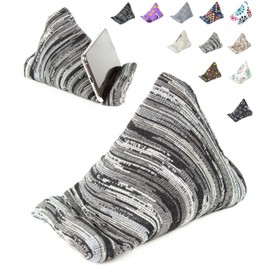 STEPHAN AND THEODORE Handmade Phone Pillow Holder - The Wedge Mobile Device Stand - Fabric Phone Stand for All iPhones, All Smartphones! 7 x 6.1 x 5.5 Inches (Comet Rain Black)