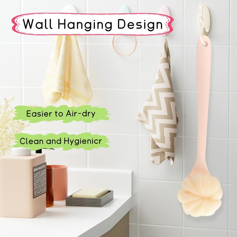 2-Pack Pink Double Sided Bath Brush with Soft Bristles and