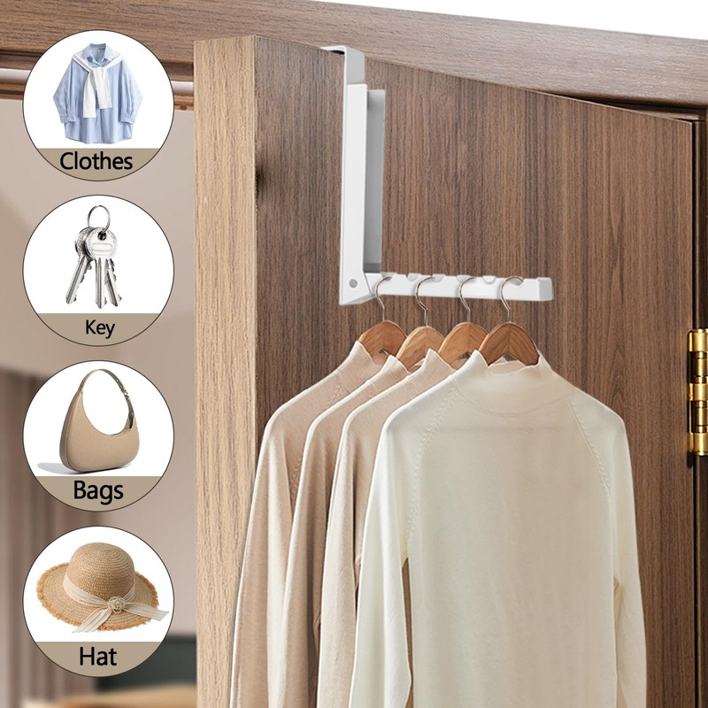 Uenhoy Foldable Over The Door Hanger Hooks for Clothes, Collapsible