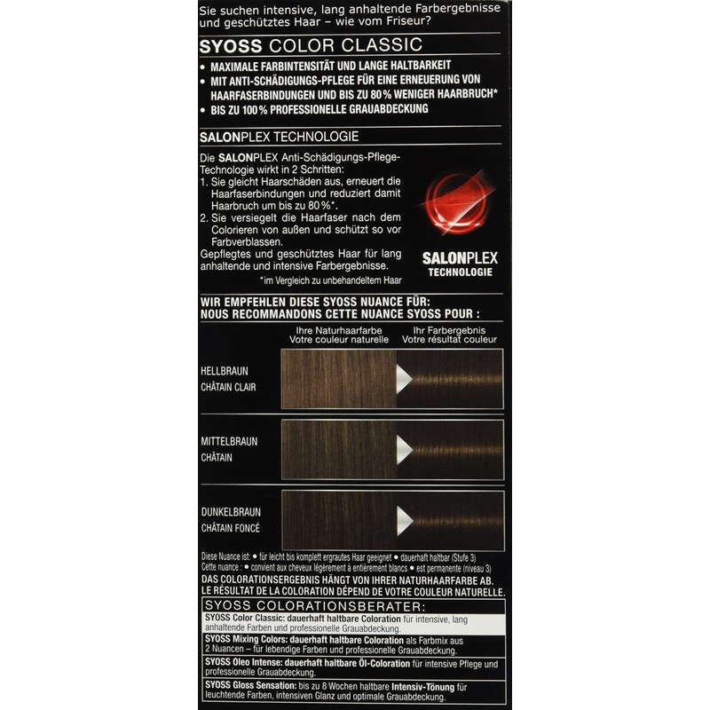 Syoss Hair Colour 4-1 Medium Brown Pack of 3 x